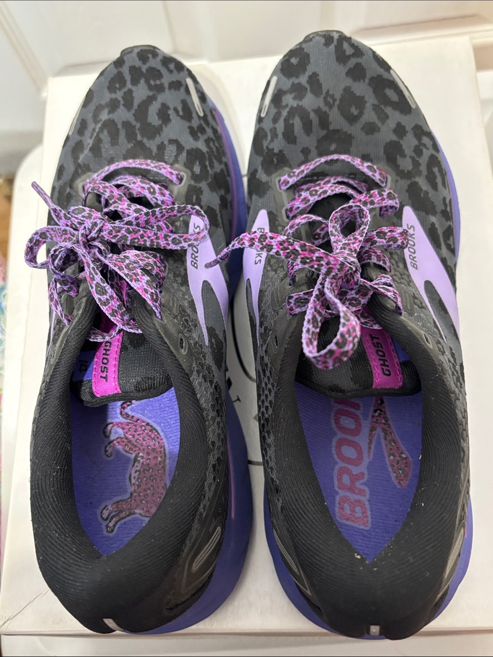 Brooks Women’s Running Shoes in Black and Purple Leopard Print